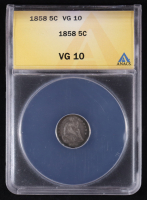 1858 Seated Liberty H10C Silver Half-Dime (ANACS VG10) at PristineAuction.com