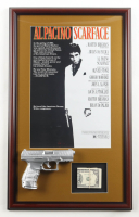 "Scarface" Custom Framed Movie Poster Display with Prop Replica Money Stack & Pistol at PristineAuction.com