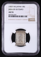 (1837-54) Japan 1Bu Tempo Era Silver Coin - JNDA-09-50 (NGC AU55) at PristineAuction.com