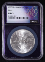 1985-Mo Mexico 1 Onza, 1oz .999 Fine Silver Coin (NGC MS65) at PristineAuction.com