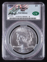 2023 Peace Silver $1 Dollar, First Delivery - Signature Label (CACG MS70) at PristineAuction.com