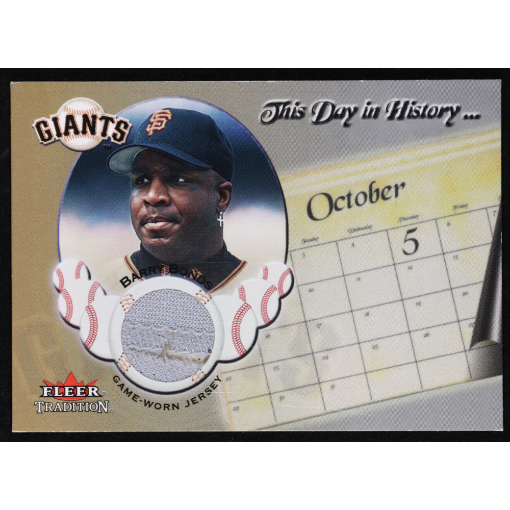 Barry Bonds 2002 Fleer Tradition Update This Day In History Game Used #6 at PristineAuction.com