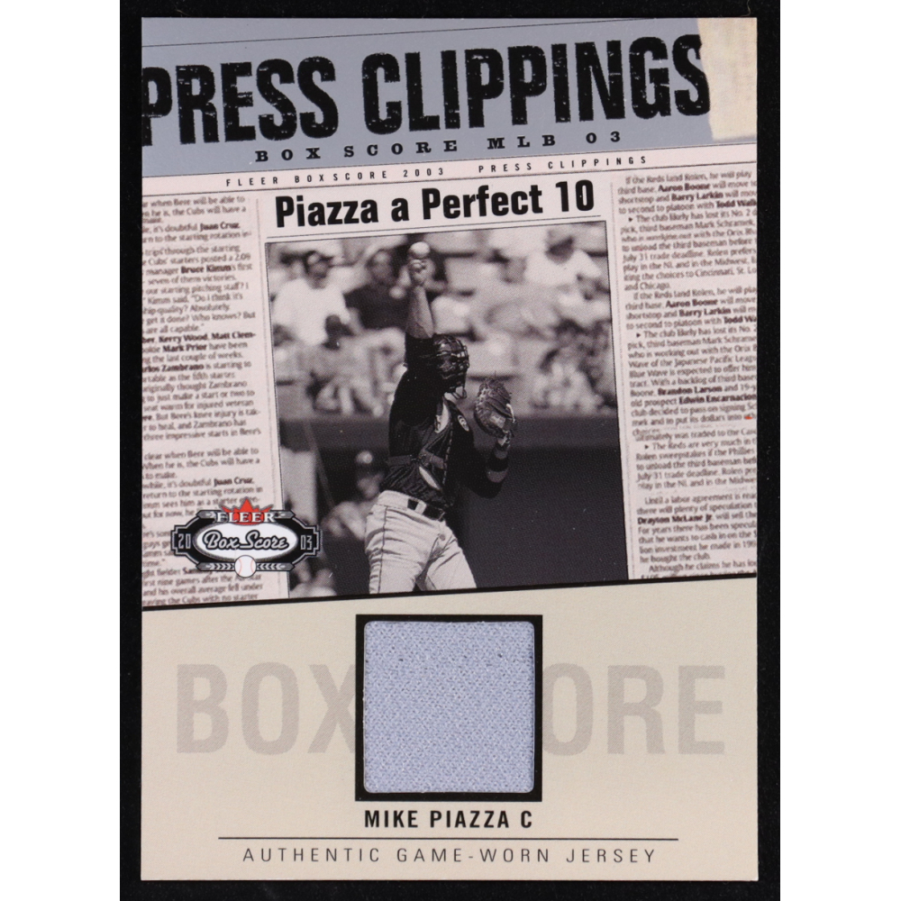 Mike Piazza 2003 Fleer Box Score Press Clippings Game Jersey #MP1 at PristineAuction.com