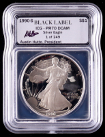 1990-S American Silver Eagle $1 Proof - Austin Hutto Signature Black Label #1/249 (ICG PR70 DCAM) at PristineAuction.com