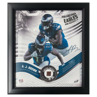 A. J. Brown Eagles LE Custom Framed Display with Piece of Game-Used Football at PristineAuction.com