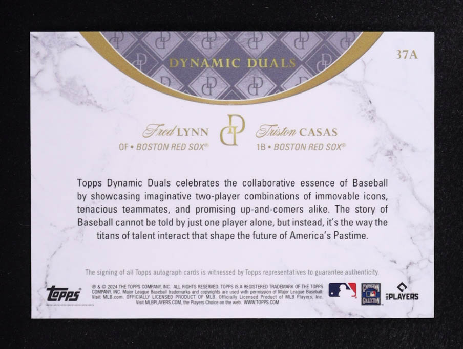 Fred Lynn / Triston Casas 2024 Topps Dynamic Duals Dual Autographs Opal #37A #20/75 at PristineAuction.com Fred Lynn / Triston Casas 2024 Topps Dynamic Duals Dual Autographs Opal #37A #20/75 at PristineAuction.com