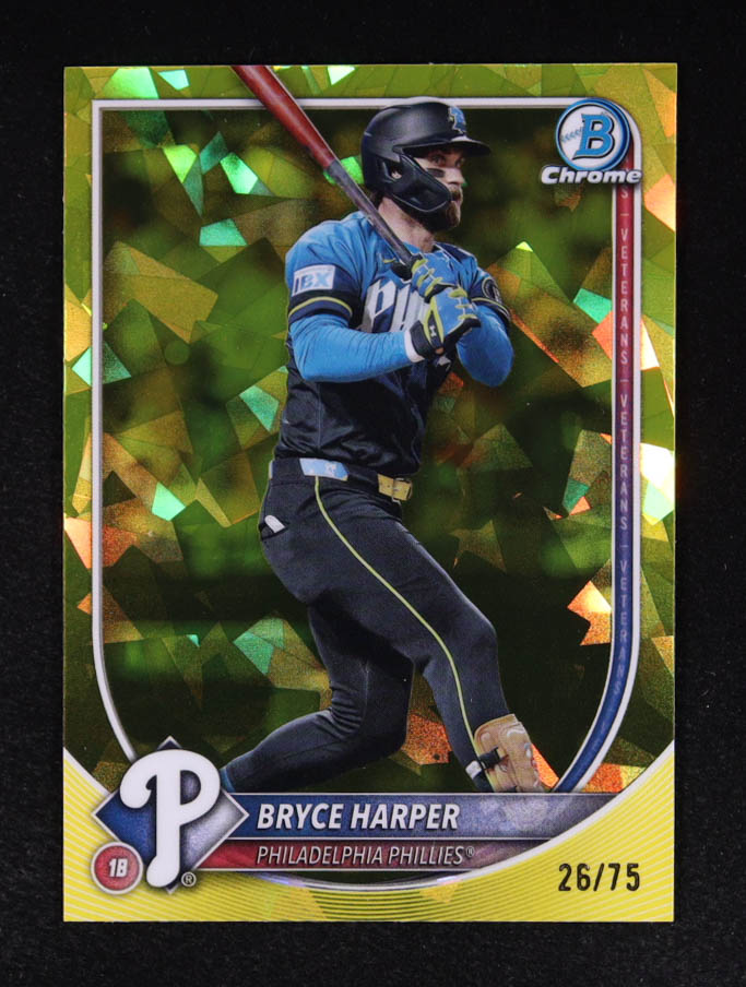 Bryce Harper 2025 Bowman Chrome Sapphire Yellow Refractors #37 #26/75 at PristineAuction.com Bryce Harper 2025 Bowman Chrome Sapphire Yellow Refractors #37 #26/75 at PristineAuction.com