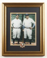 Babe Ruth & Lou Gehrig Yankees Custom Framed Photo Display with Official 1928 World Series Pin at PristineAuction.com