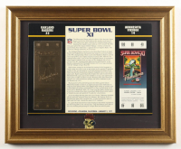 Super Bowl XI Commemorative Score Card with 23KT Gold Ticket Framed Display With Super Bowl XI Pin at PristineAuction.com