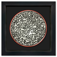 "Pattern" 13x13 Custom Framed Limoges Porcelain Plate by Keith Haring (Artova) at PristineAuction.com