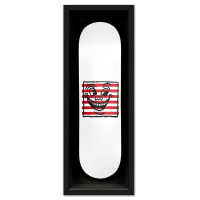 "Untitled (Smile On Stripes)" Custom Framed Skateboard by Keith Haring (Artova) at PristineAuction.com