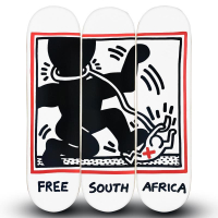 "Free South Africa" Skateboard Triptych Set by Keith Haring (Artova) at PristineAuction.com