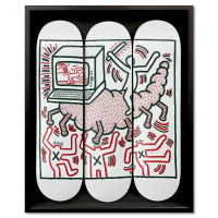 "Centipede" Skateboard Triptych by Keith Haring (Artova) at PristineAuction.com