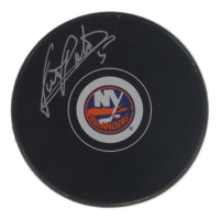 Denis Potvin Signed Islanders Logo Hockey Puck (JSA) at PristineAuction.com