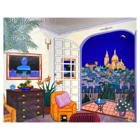 "Interior with Magritte" LE 24x30 Serigraph on Canvas by Fanch (Artova) at PristineAuction.com