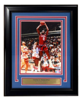 Moses Malone Signed 76ers Custom Framed Photo (PSA) at PristineAuction.com