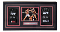 Dustin Poirier & Max Holloway Signed UFC Custom Framed Fight Gloves Display (JSA) at PristineAuction.com