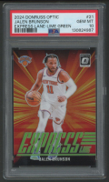 Jalen Brunson 2024 Donruss Optic Express Lane Lime Green #21 #149/199 (PSA 10) at PristineAuction.com