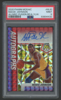 Magic Johnson 2020-21 Panini Mosaic Autographs Mosaic Choice Fusion Red and Yellow #58 (PSA 9) at PristineAuction.com