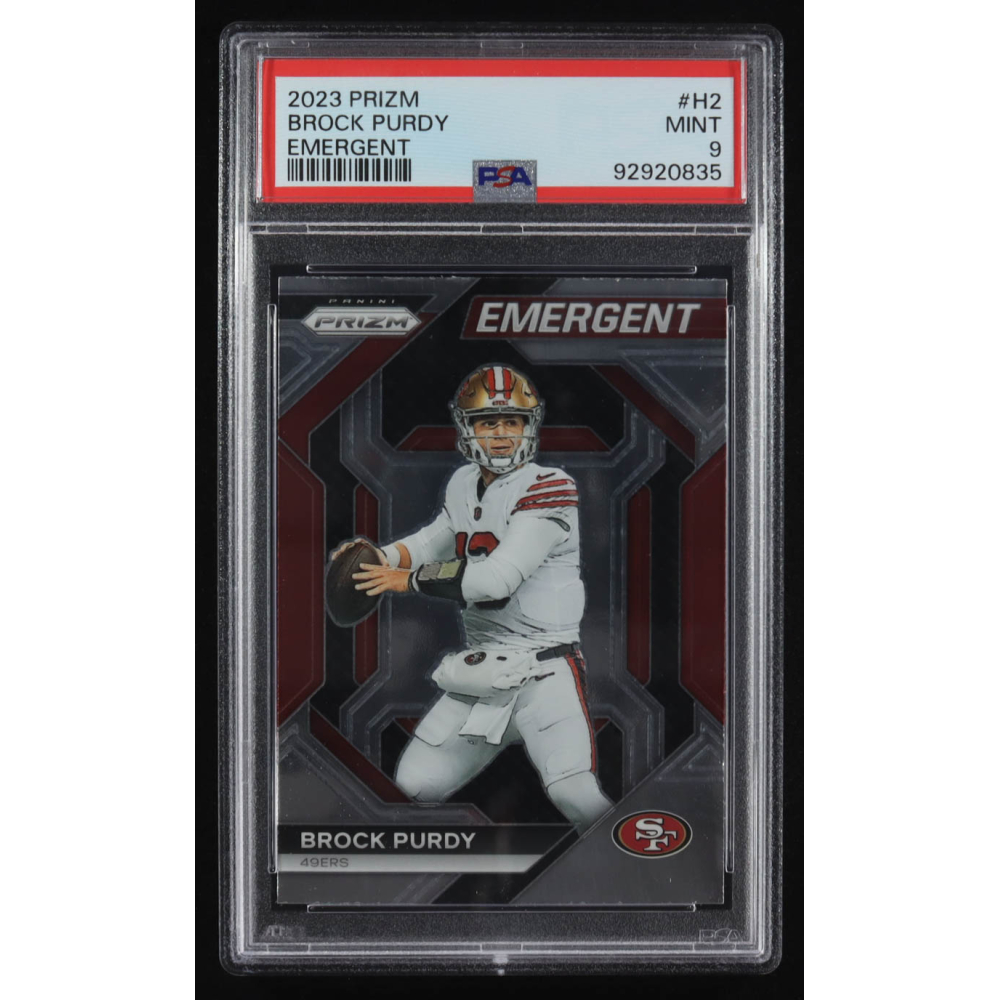 Brock Purdy 2023 Panini Prizm Emergent #H-2 (PSA 9) at PristineAuction.com