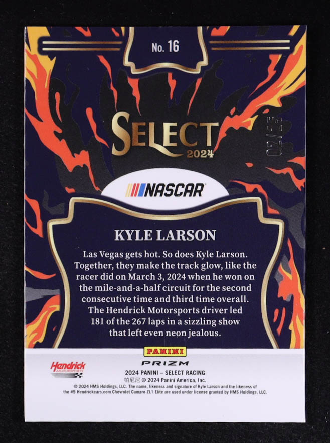 Kyle Larson 2024 Select En Fuego Prizms Tie Dye #16 #02/25 at PristineAuction.com Kyle Larson 2024 Select En Fuego Prizms Tie Dye #16 #02/25 at PristineAuction.com