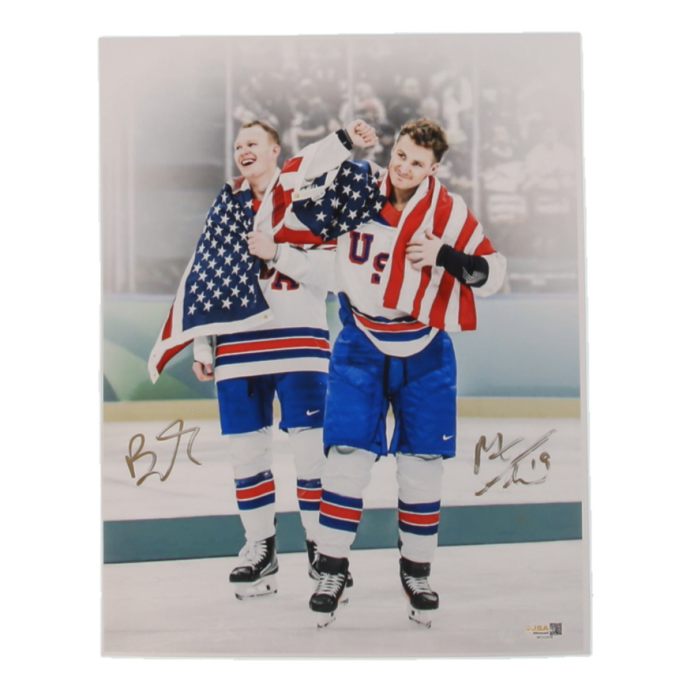 Matthew & Brady Tkachuk Signed Team USA 11x14 Photo (JSA) at PristineAuction.com