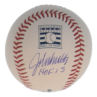 John Smoltz Signed OML Hall of Fame Logo Baseball Inscribed "HOF 15" (Beckett) at PristineAuction.com John Smoltz Signed OML Hall of Fame Logo Baseball Inscribed "HOF 15" (Beckett) at PristineAuction.com
