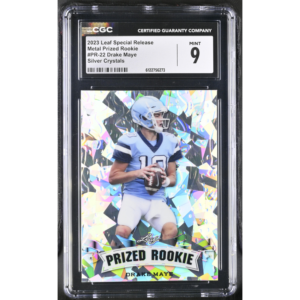 Drake Maye 2023 Leaf Special Release Metal Prized Rookie Silver Crystals #PR-22 #2/25 (CGC 9) at PristineAuction.com