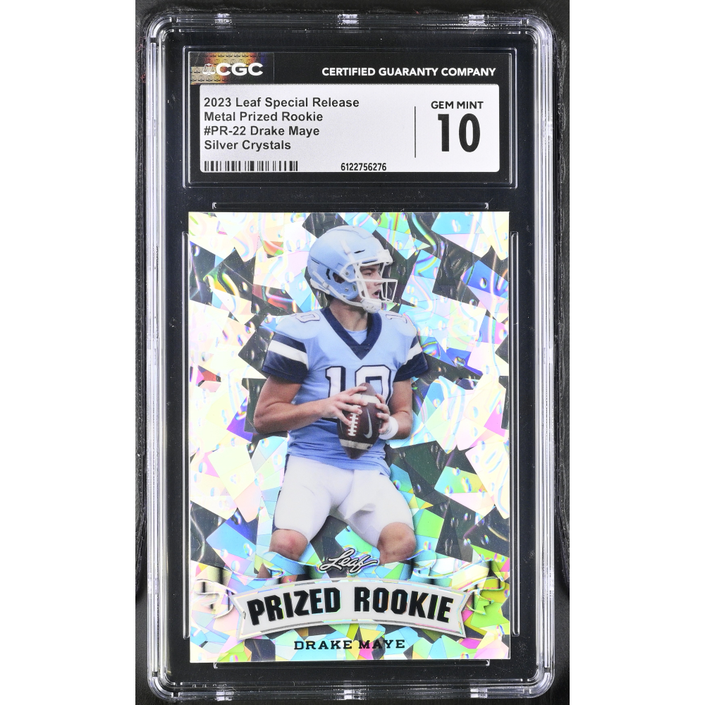 Drake Maye 2023 Leaf Special Release Metal Prized Rookie Silver Crystals #PR-22 #5/25 (CGC 10) at PristineAuction.com