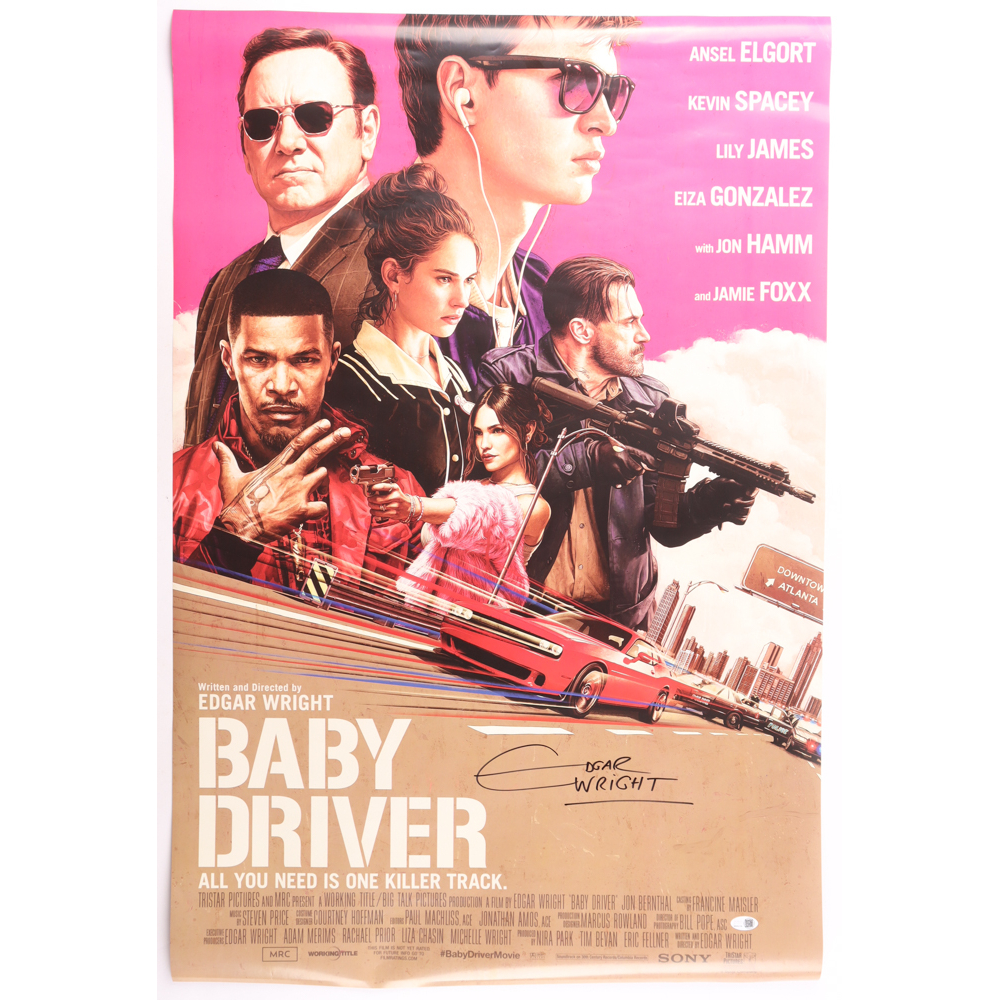 Edgar Wright Signed 24x36 "Baby Driver" Poster (JSA) at PristineAuction.com