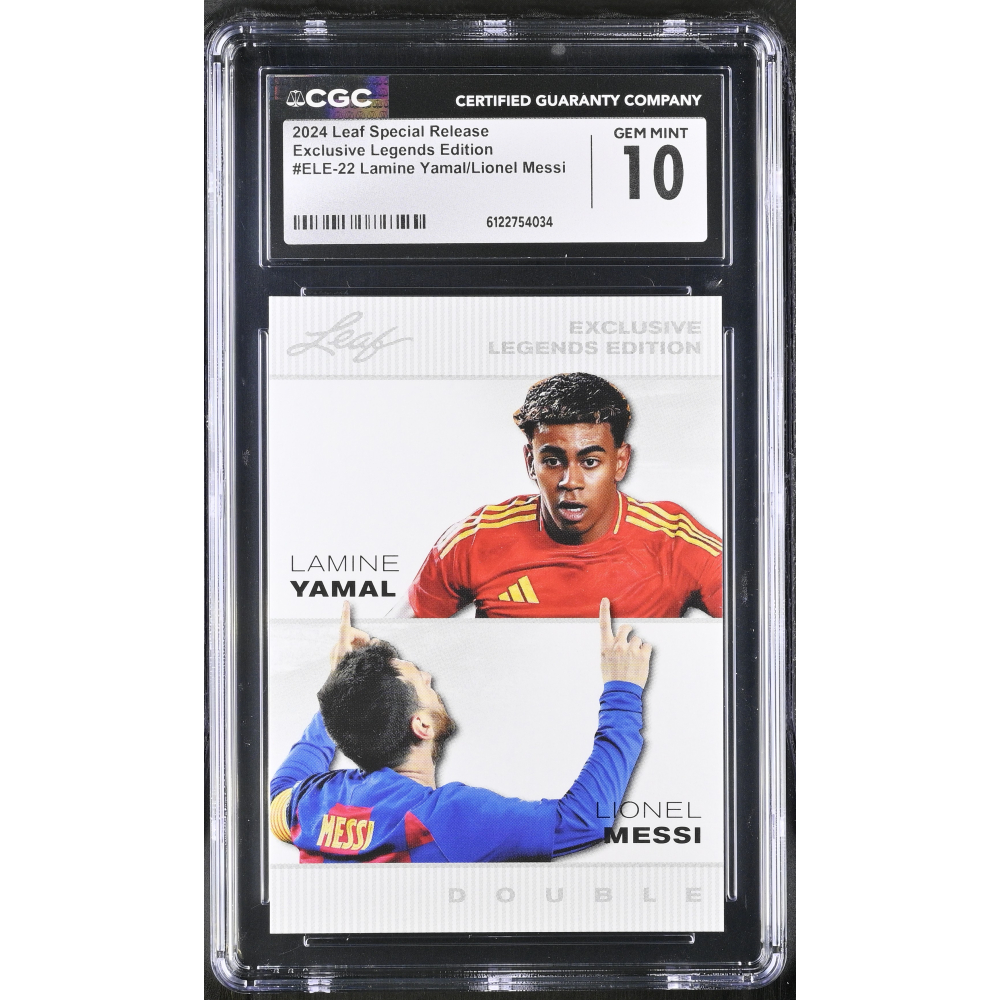 Lamine Yamal / Lionel Messi 2024 Leaf Special Release Exclusive Legends Edition #ELE-22 (CGC 10) at PristineAuction.com