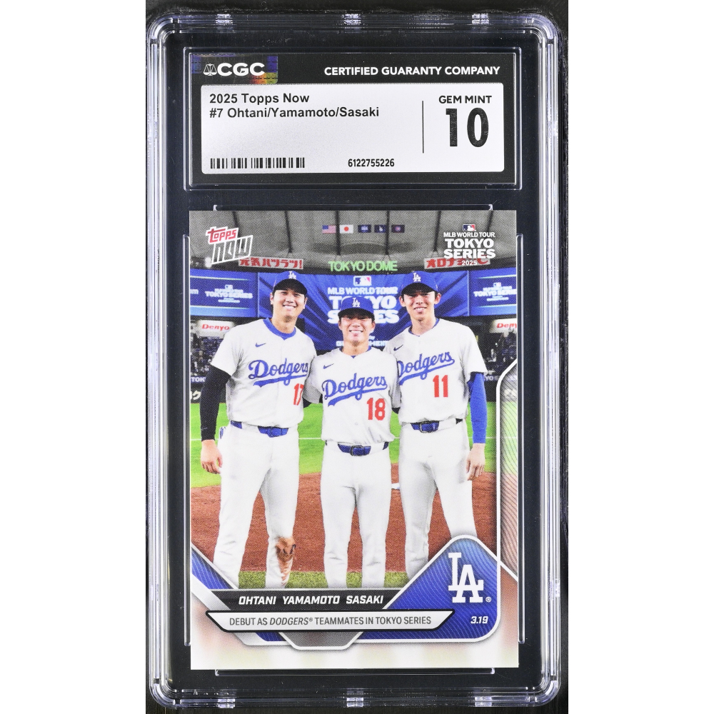 Shohei Ohtani / Yoshinobu Yamamoto / Roki Sasaki 2025 Topps Now #7 (CGC 10) at PristineAuction.com