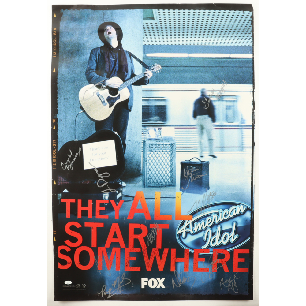 American Idol Season 9 Finalists | 27x40 Poster Signed by (11) with Katie Stevens, Aaron Kelly, Michael Lynche (JSA) at PristineAuction.com