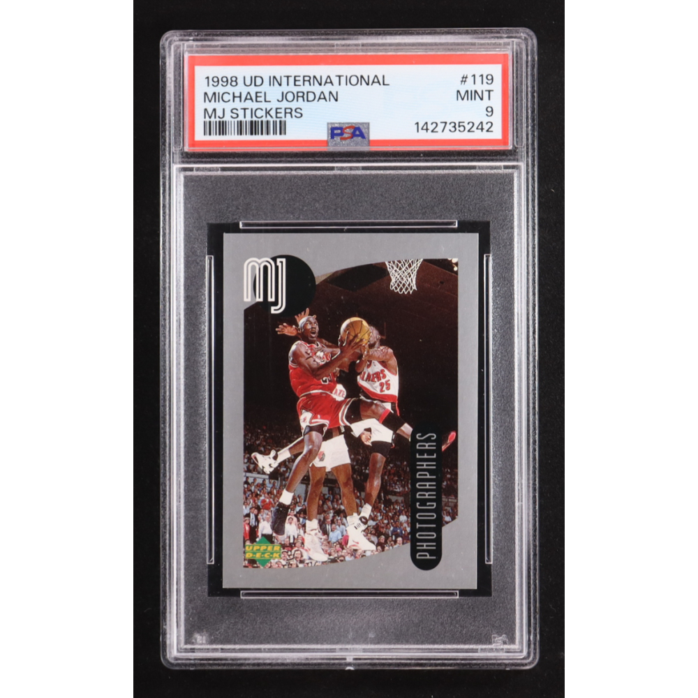 Michael Jordan 1998 Upper Deck International MJ Stickers #119 (PSA 9) at PristineAuction.com