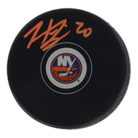 Hudson Fasching Signed Islanders Logo Hockey Puck (JSA) at PristineAuction.com