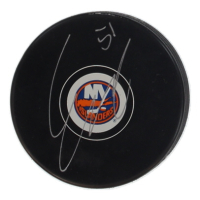 Emil Heineman Signed Islanders Logo Hockey Puck (JSA) at PristineAuction.com