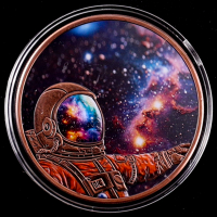 Astronaut High-Relief 5oz AVDP .999 Fine Copper Bullion Round at PristineAuction.com