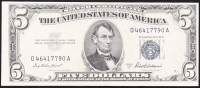 1953-A U.S. $5 Silver Certificate, Blue Seal - Fr. 1655 (DA Block) Signed: Priest / Anderson at PristineAuction.com