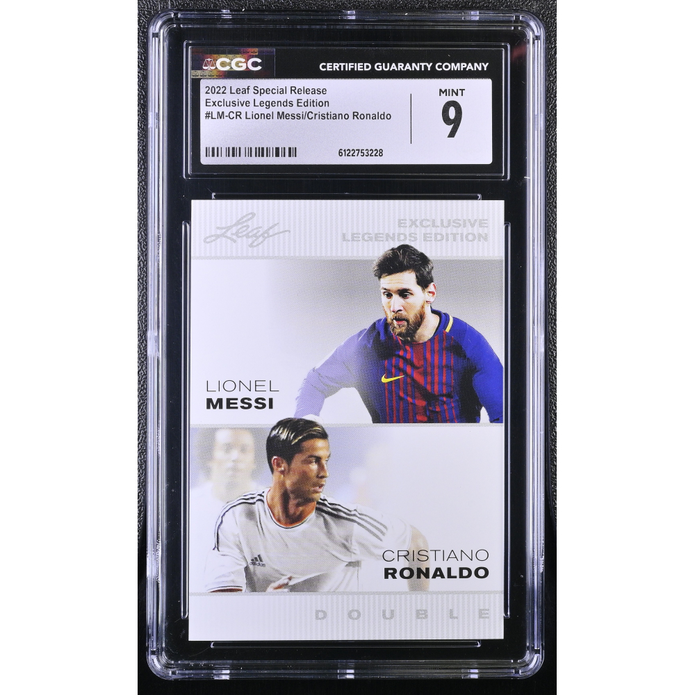 Lionel Messi / Cristiano Ronaldo 2022 Leaf Special Release Exclusive Legends Edition #LM-CR (CGC 9) at PristineAuction.com