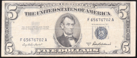1953-A U.S. $5 Silver Certificate, Blue Seal - Fr. 1656 (FA Block) Signed: Priest / Anderson at PristineAuction.com