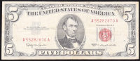 1963 U.S. $5 Legal Tender Note, Red Seal - Fr. 1536 (AA Bleck) Signed: Granahan / Dillon at PristineAuction.com