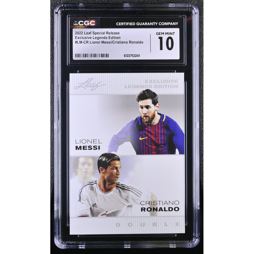 Lionel Messi / Cristiano Ronaldo 2022 Leaf Special Release Exclusive Legends Edition #LM-CR (CGC 10) at PristineAuction.com