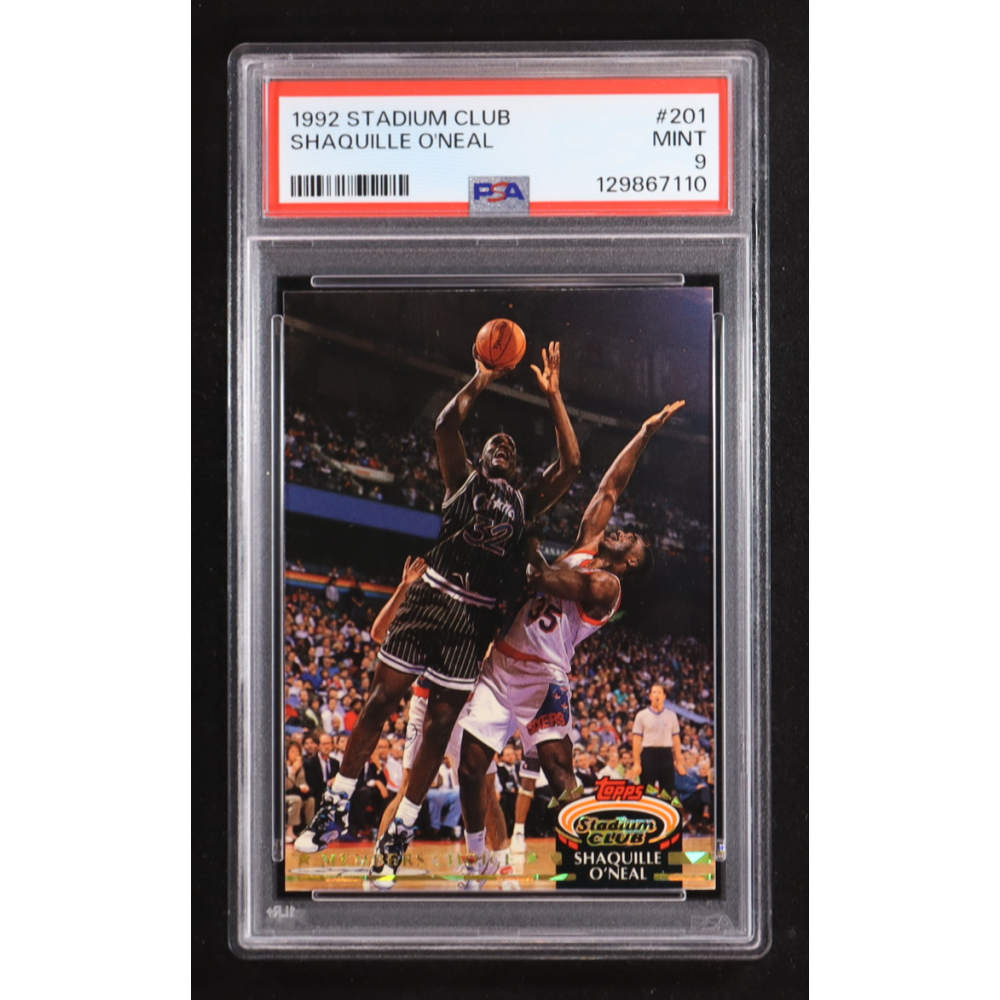 Shaquille O'Neal 1992-93 Topps Stadium Club #201 RC (PSA 9) at PristineAuction.com