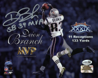 Deion Branch Signed Patriots 8x10 Photo Inscribed "SB 39 MVP" (JSA) at PristineAuction.com