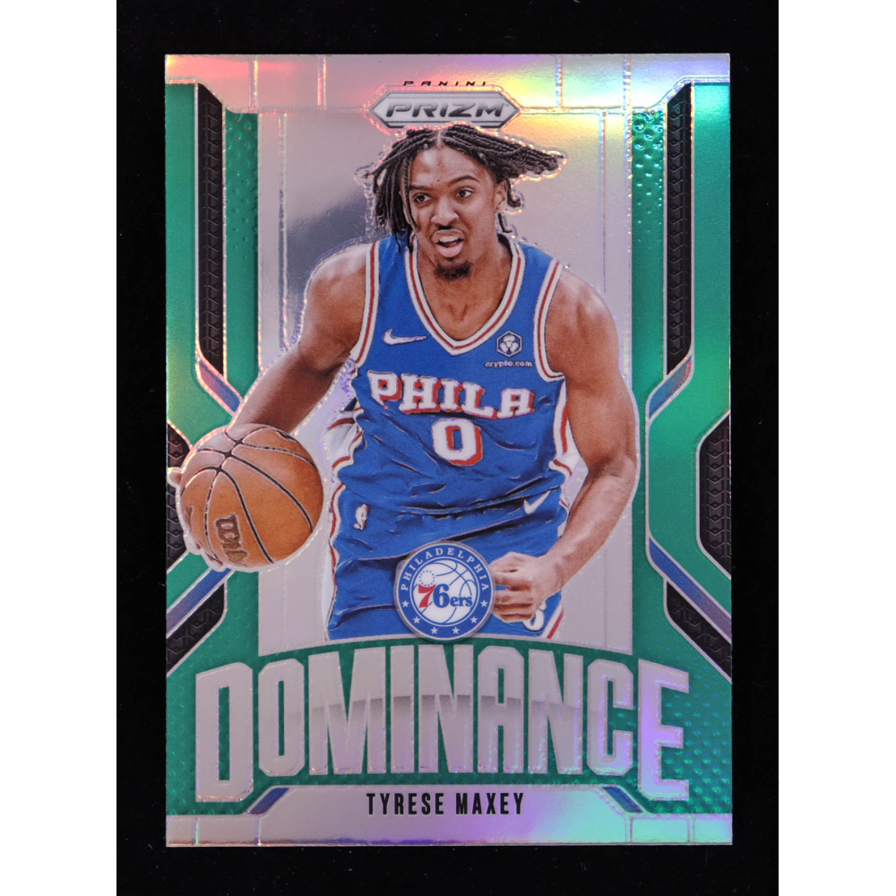 Tyrese Maxey 2024-25 Panini Prizm Dominance Prizms Green #24 at PristineAuction.com