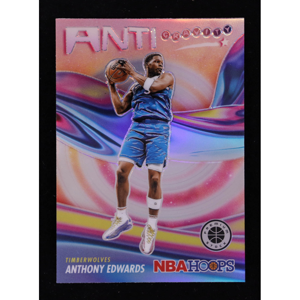 Anthony Edwards 2023-24 Hoops Premium Stock Anti Gravity Silver Prizm #14 at PristineAuction.com