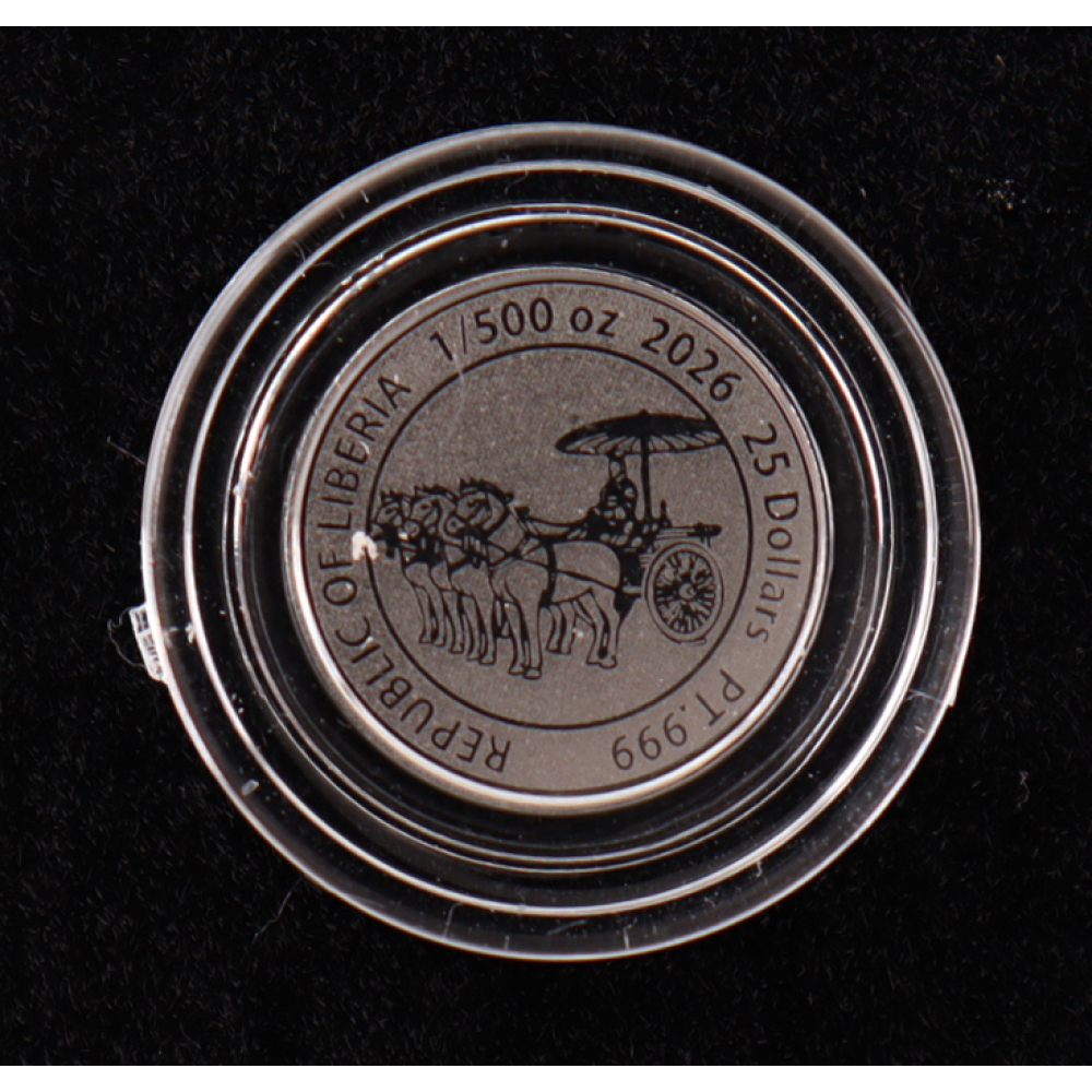 2026 Liberia $25 "Terracotta Army" 1/500oz .999 Fine Platinum Coin at PristineAuction.com