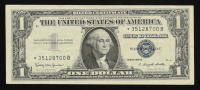 1957-B U.S. $1 Silver Certificate "Star" Note, Blue Seal - Fr. 1621* (*B Block) Signed: Granahan / Dillon - With Reverse Teller Stamp at PristineAuction.com