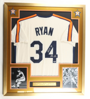 Nolan Ryan Signed Custom Framed Jersey Display Inscribed "HOF 99" with Career Statistics Plaque (PSA) at PristineAuction.com