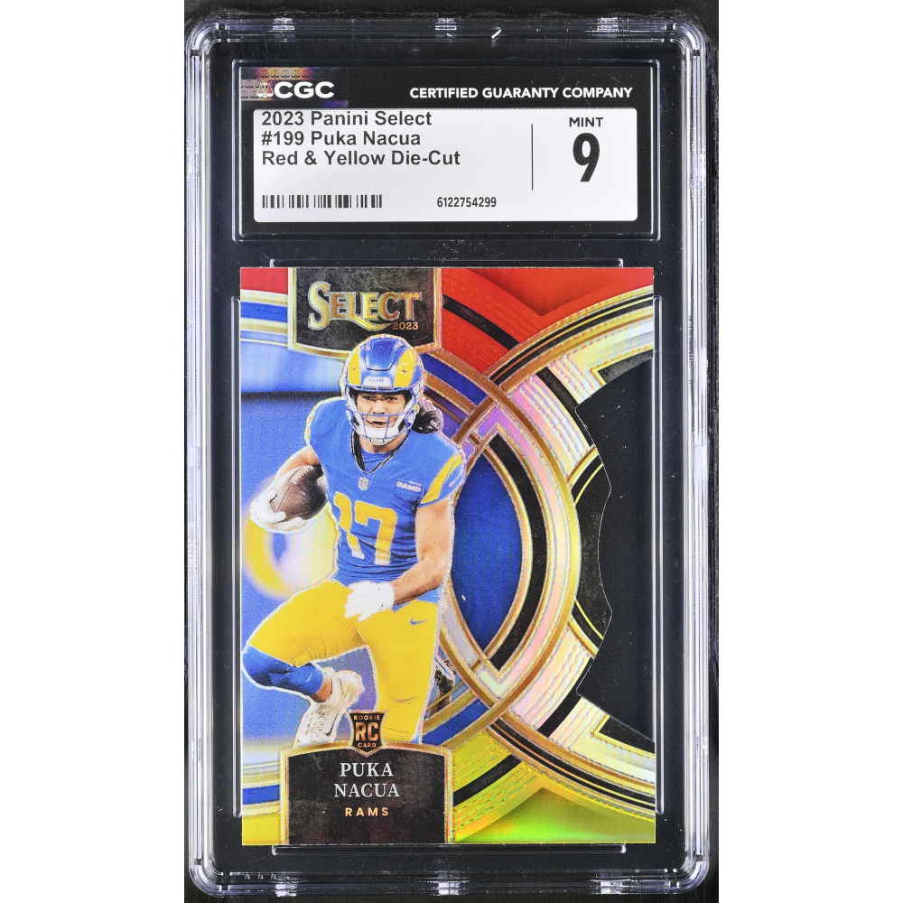 Puka Nacua 2023 Panini Select Red & Yellow Die-Cut #199 RC (CGC 9) at PristineAuction.com